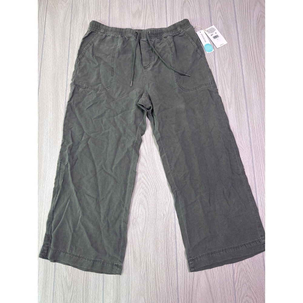 Splendid Angie Crop Wide Leg Pants Olive Green Linen Blend Elastic  L Stitch Fix - Picture 3 of 6
